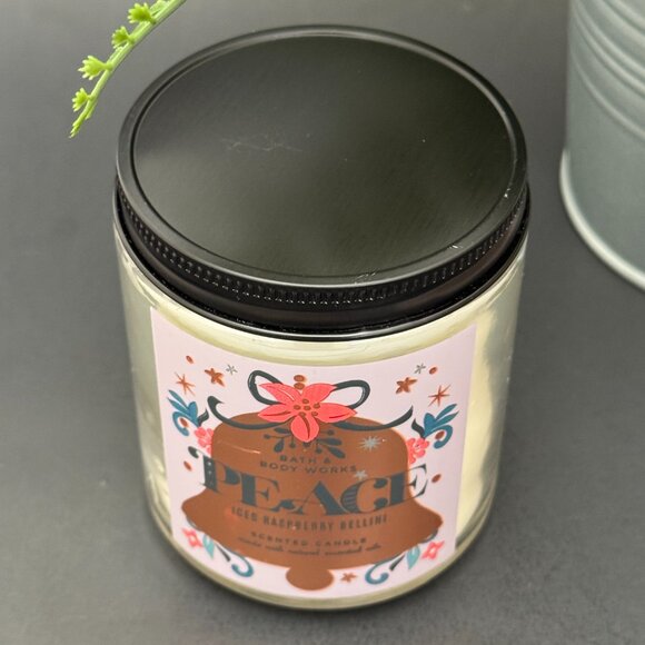BBW Peace Iced Raspberry Bellini Bath & Body Works Mason Jar Single Wick Candle - Picture 4 of 10
